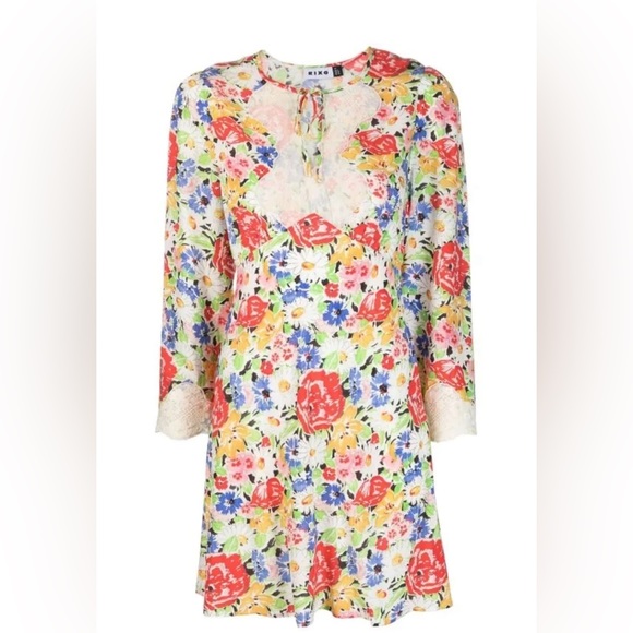 RIXO floral-print lace-panelling mini dress - Picture 2 of 5